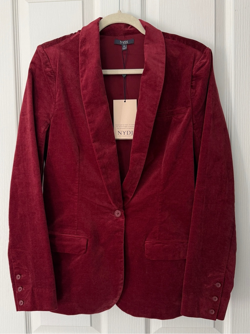 NYDJ Women's Velvet Blazer in Wine Red